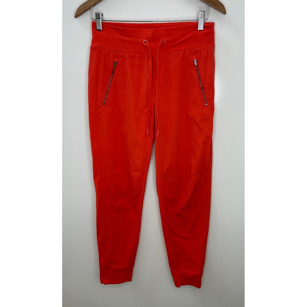 Athleta Trekkie North Jogger Pants Orange Flame Size 2 Hiking Wicking Ripstop - Picture 2 of 15